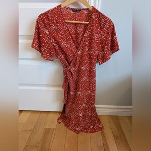 Red Polka Dot Wrap Dress